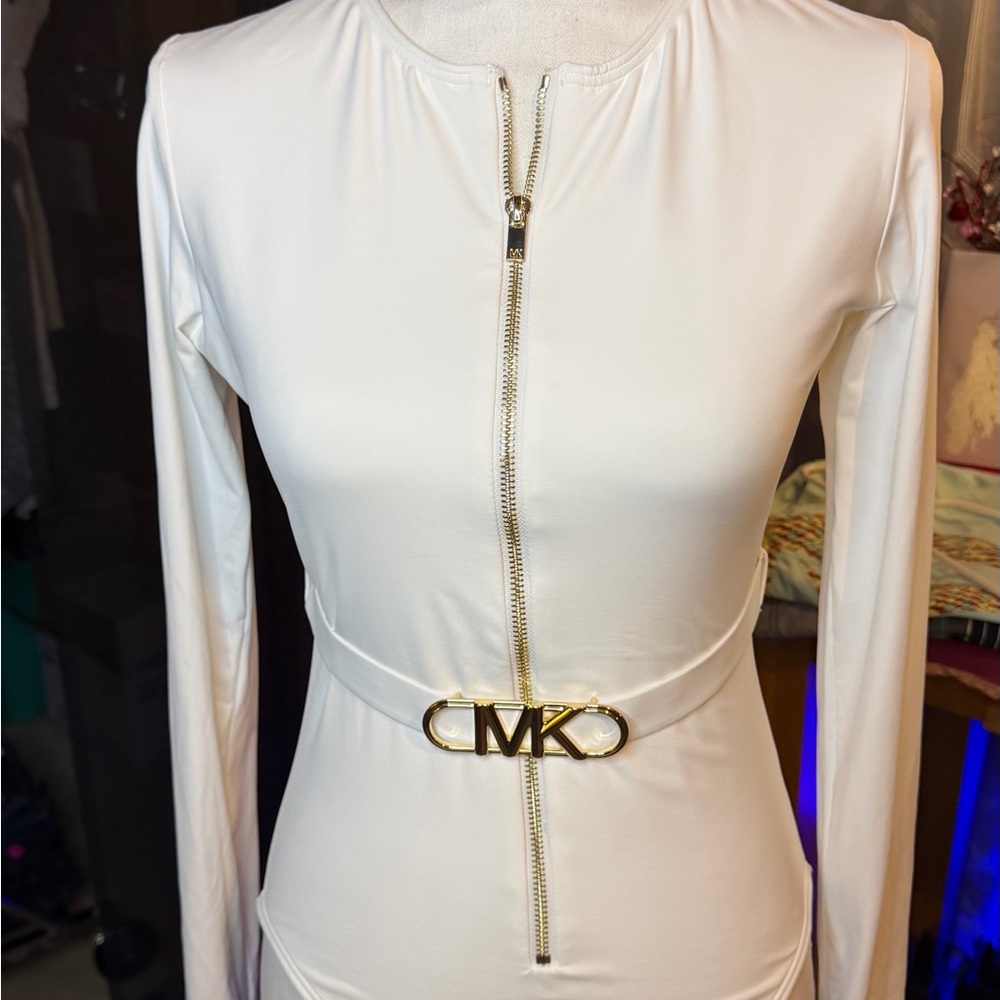 Michael Kors White Long Sleeve Scuba Swim Suit